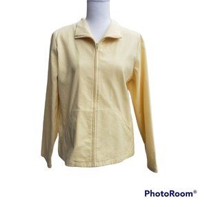 Eileen Fisher Women's lightly quilted Medium Yellow Cotton Blend Zip up …